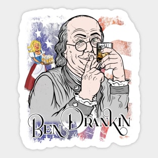 Ben Drankin 4th of July Benjamin Franklin Sticker